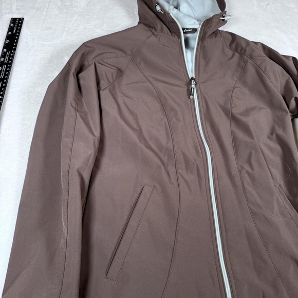 New Balance Jacket Womens Small Brown Hooded Softshell Full Zip Running Athletic - Picture 4 of 10